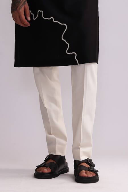 Buy Countrymade Black Chanderi Embroidery Contour Line Threadwork Kurta With Pant Buy_Countrymade_Black Chanderi Embroidery Contour Line Threadwork Kurta With Pant