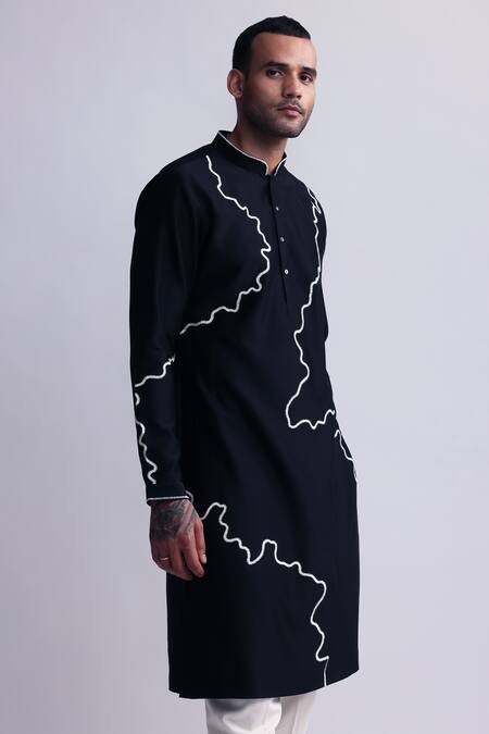 Buy_Countrymade_Blue Chanderi Embroidery Threadwork Kurta With Pant _Online_at_Aza_Fashions