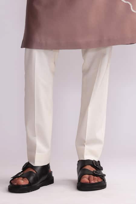 Countrymade_Pink Chanderi Embroidery Contour Threadwork Kurta With Pant _Online_at_Aza_Fashions