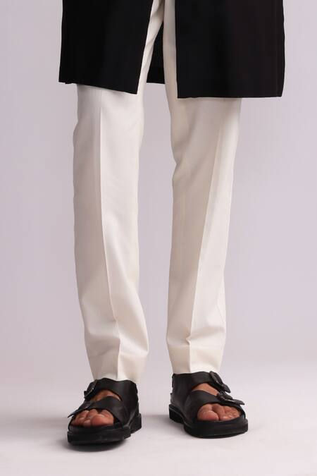 Countrymade_Blue Chanderi Embroidery Asemic Abstract Threadwork Kurta With Pant _Online_at_Aza_Fashions