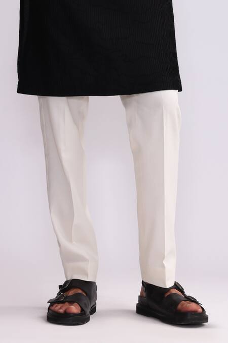 Shop_Countrymade_Black Chanderi Embroidery Contour Line Pintuck Kurta With Pant _Online_at_Aza_Fashions