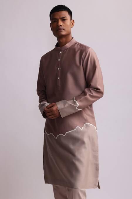 Countrymade_Brown Chanderi Patchwork And Kurta With Pant _Online_at_Aza_Fashions
