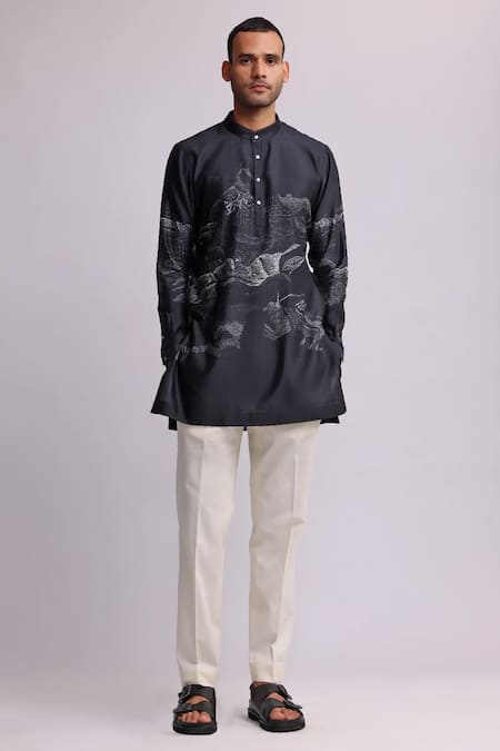 Countrymade Dunkirk Silk Printed Short Kurta 