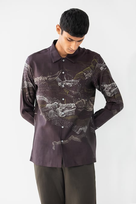 Shop Countrymade Multi Color Silk Printed Abstract Dunkirk Shirt at Aza Fashions Shop_Countrymade_Multi Color Silk Printed Abstract Dunkirk Shirt _at_Aza_Fashions