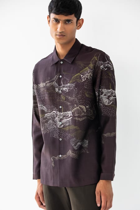 Countrymade Multi Color Silk Printed Abstract Dunkirk Shirt Online at Aza Fashions Countrymade_Multi Color Silk Printed Abstract Dunkirk Shirt _Online_at_Aza_Fashions