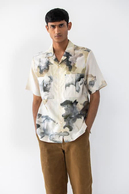 Shop Countrymade Multi Color Silk Printed Abstract Chromite Shirt at Aza Fashions Shop_Countrymade_Multi Color Silk Printed Abstract Chromite Shirt _at_Aza_Fashions