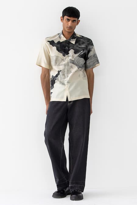 Countrymade_Multi Color Silk Printed Abstract New Dawn Shirt _Online_at_Aza_Fashions