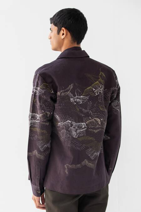 Shop_Countrymade_Multi Color Linen Cotton Printed Abstract Dunkirk Jacket _at_Aza_Fashions