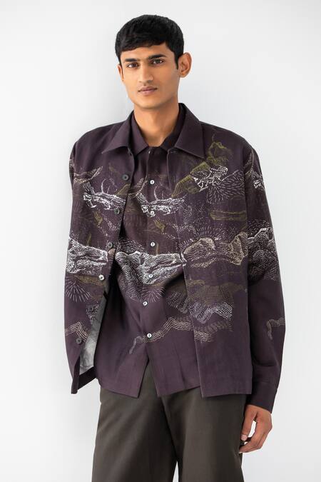 Countrymade_Multi Color Linen Cotton Printed Abstract Dunkirk Jacket _Online_at_Aza_Fashions