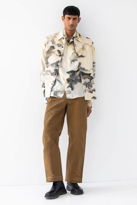 Countrymade Multi Color Crinkled Cotton Printed Abstract Chromite Jacket