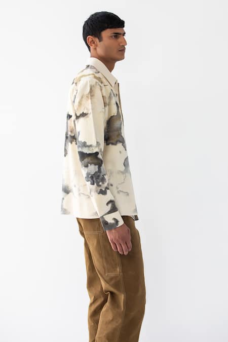 Shop_Countrymade_Multi Color Crinkled Cotton Printed Abstract Chromite Jacket _at_Aza_Fashions