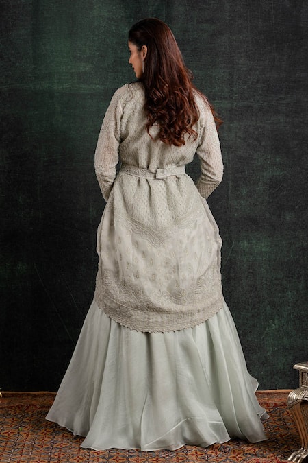 Shikha And Srishti Design Floral Embroidered Jacket Lehenga Set 