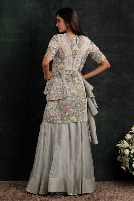 Shikha And Srishti Design Embroidered Asymmetrical Kurta & Pant Set 