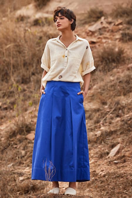 Kharakapas Tez Neela Cotton Skirt 