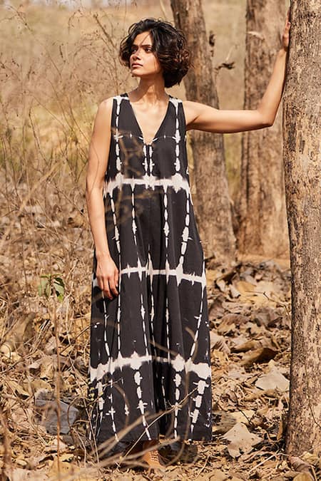 Kharakapas Forest Shibori Pattern Jumpsuit 