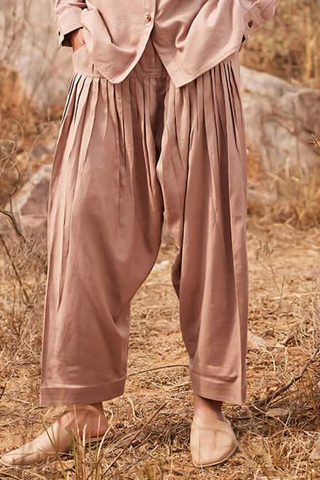 Buy Kharakapas Brown Linen Dune Salwar Pant Online at Aza Fashions Buy_Kharakapas_Brown Linen Dune Salwar Pant _Online_at_Aza_Fashions