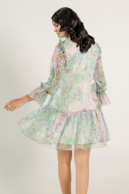 Aroop Shop India Della Floral Fern Print Dress 