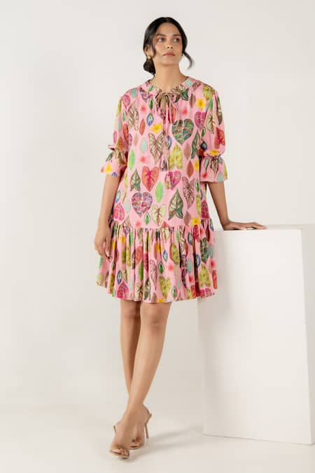 AROOP SHOP INDIA Marie Leaf Print Dress 