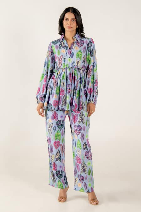 AROOP SHOP INDIA Azura Greta Print Peplum Top & Pant Set 