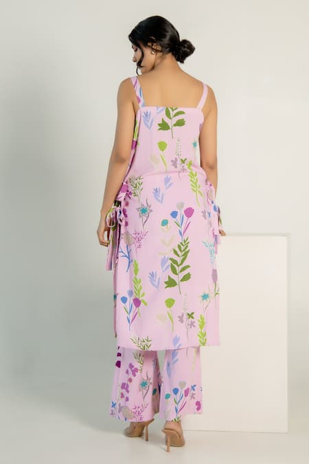Shop Aroop Shop India Purple Modal, Satin Square Neck Orchid Floral Print Kurta And Pant Set at Aza Fashions Shop_Aroop Shop India_Purple Modal, Satin Square Neck Orchid Floral Print Kurta And Pant Set _at_Aza_Fashions