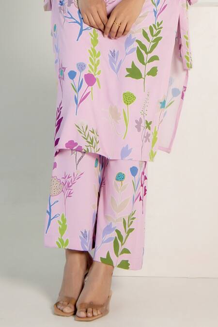 Aroop Shop India Purple Modal, Satin Square Neck Orchid Floral Print Kurta And Pant Set Online at Aza Fashions Aroop Shop India_Purple Modal, Satin Square Neck Orchid Floral Print Kurta And Pant Set _Online_at_Aza_Fashions