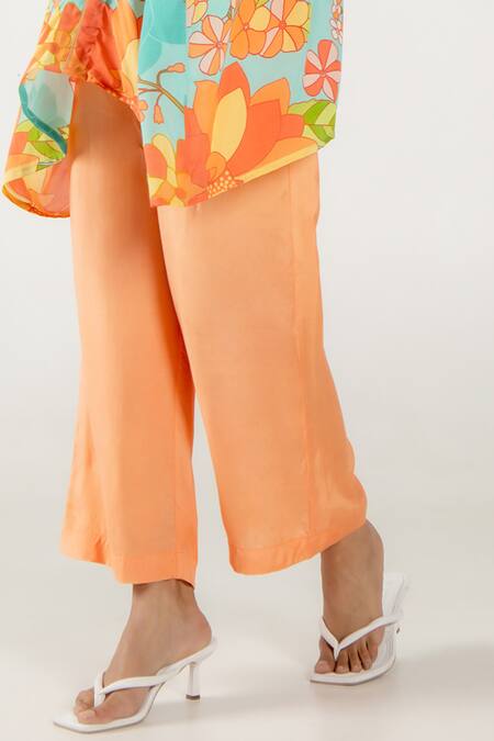 Buy Aroop Shop India Blue Cotton, Silk Split V-neck Canna Chicory Print Short Kurta And Pant Set Online at Aza Fashions Buy_Aroop Shop India_Blue Cotton, Silk Split V-neck Canna Chicory Print Short Kurta And Pant Set _Online_at_Aza_Fashions