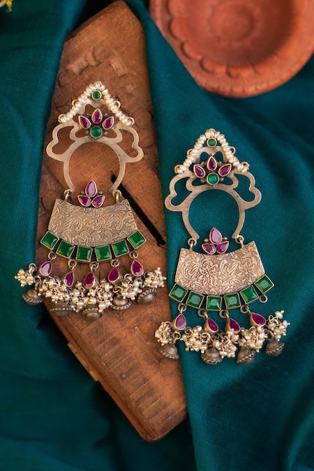 Mero Jewellery Floret Carved Dangler Earrings 