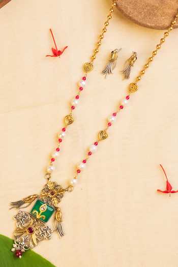 Mero Jewellery Two-Tone Kundan Work Long Necklace Set 