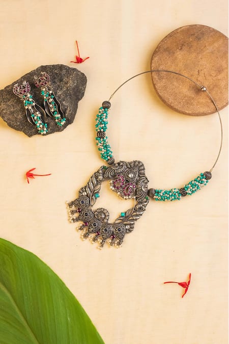 Mero Jewellery Embellished Temple Necklace Set 