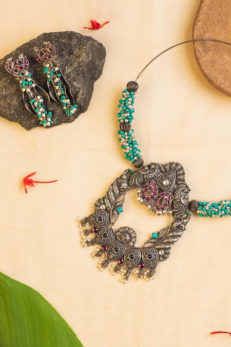 Mero Jewellery Embellished Temple Necklace Set 