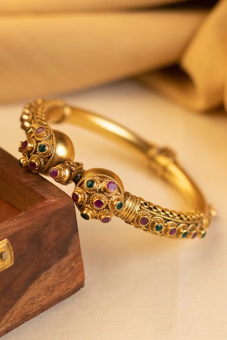 Mero Jewellery Onyx Work Temple Cuff 