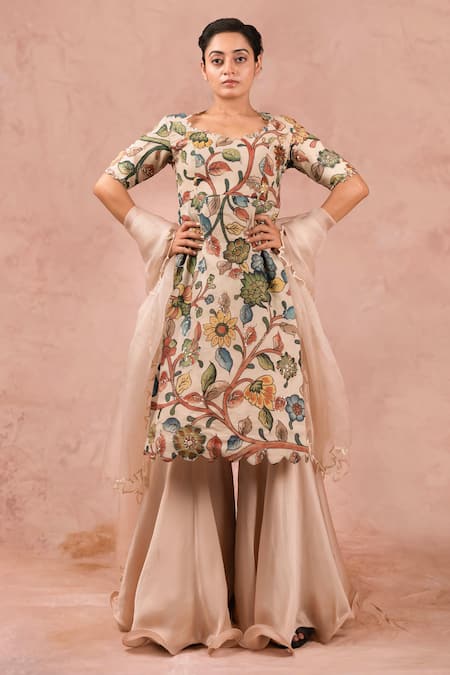 AAMRA BY LAVANYA Hand Painted Kurta Sharara Set 