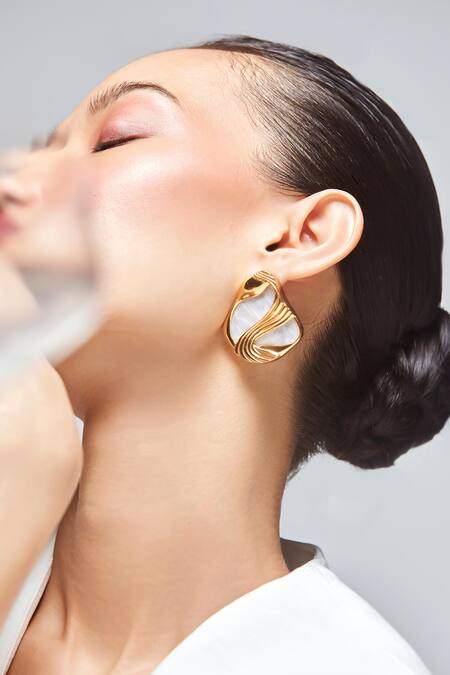 Buy Anaash White Stones Amby Embellished Stud Earrings Online at Aza Fashions Buy_Anaash_White Stones Amby Embellished Stud Earrings _Online_at_Aza_Fashions