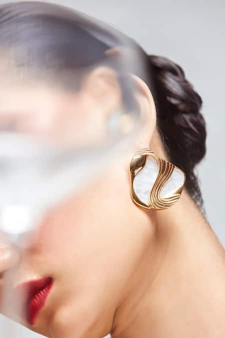 Shop Anaash White Stones Amby Embellished Stud Earrings Online at Aza Fashions Shop_Anaash_White Stones Amby Embellished Stud Earrings _Online_at_Aza_Fashions