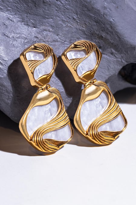 Anaash White Stones Maxi Pret Embellished Drop Earrings Online at Aza Fashions Anaash_White Stones Maxi Pret Embellished Drop Earrings _Online_at_Aza_Fashions