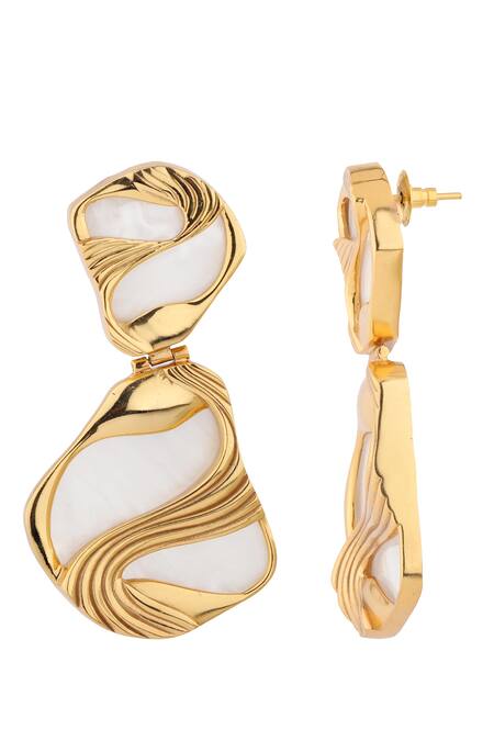 Anaash White Stones Maxi Pret Embellished Drop Earrings at Aza Fashions Anaash_White Stones Maxi Pret Embellished Drop Earrings _at_Aza_Fashions