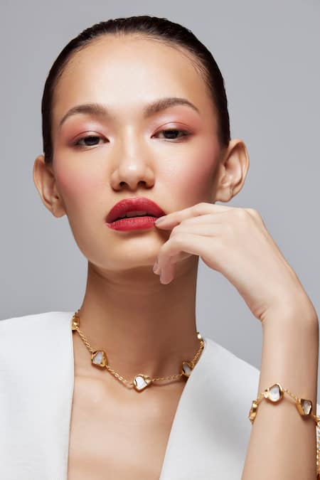 Anaash White Ibu Stone Embellished Chain Necklace 