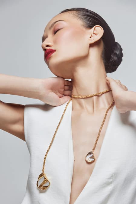 Anaash White Pret Stone Embellished Necklace Online at Aza Fashions Anaash_White Pret Stone Embellished Necklace _Online_at_Aza_Fashions