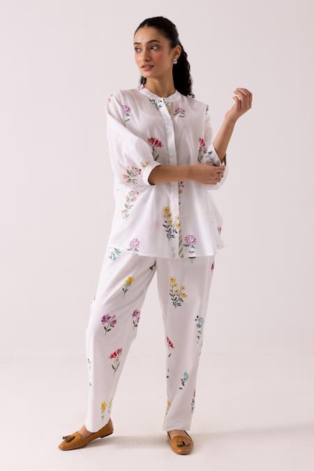 Label Shreya Sharma Floral Bloom Print Cotton Shirt With Pant 