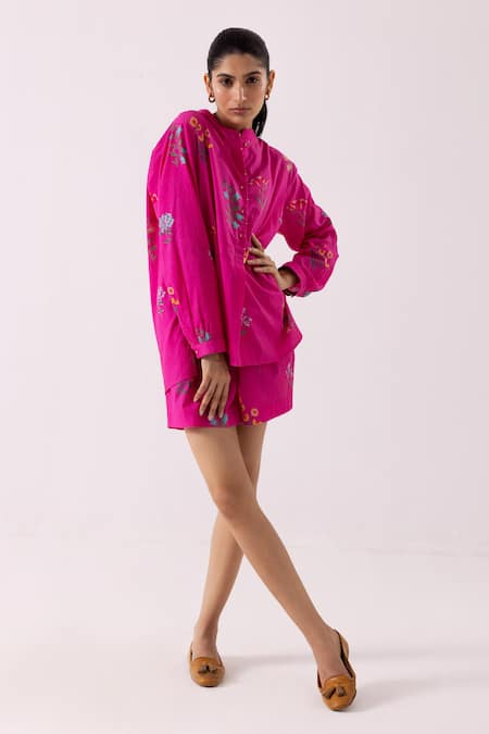 Label Shreya Sharma Floral Print Shirt With Shorts 