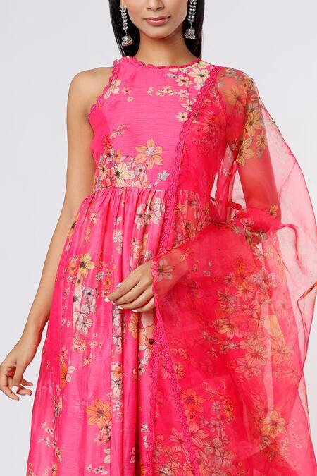 Buy Yuvraani Jaipur Pink Organza, Chanderi, Cotton Lace, Embroidery Flower Pattern Anarkali Set Online at Aza Fashions Buy_Yuvraani Jaipur_Pink Organza, Chanderi, Cotton Lace, Embroidery Flower Pattern Anarkali Set _Online_at_Aza_Fashions