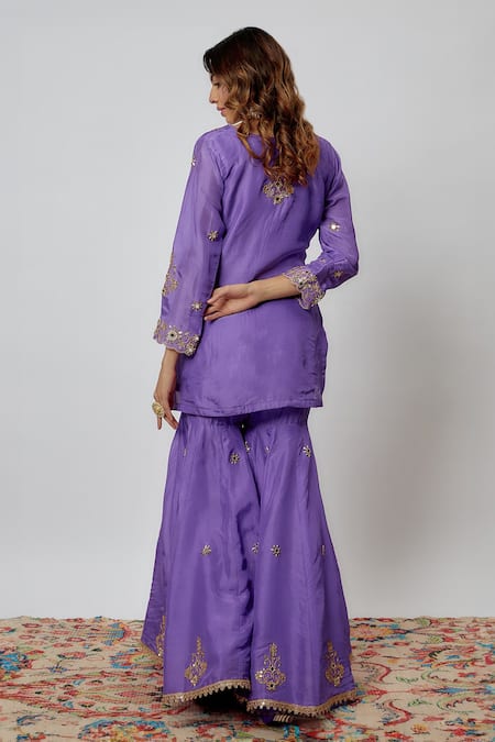 Yuvraani Jaipur Hand Embroidered Kurta Sharara Set 