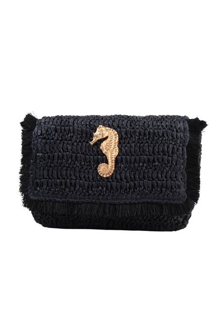 Jena Black Sea Horse Emblem Crossbody Bag Online at Aza Fashions Jena_Black Sea Horse Emblem Crossbody Bag _Online_at_Aza_Fashions