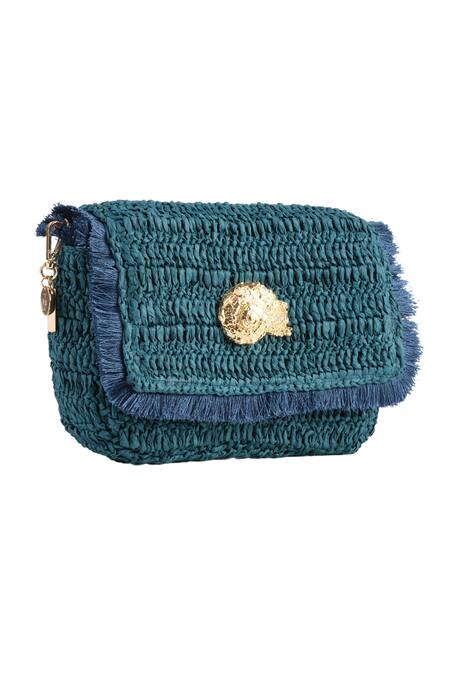 Shop Jena Green Shell Emblem Crossbody Bag Online at Aza Fashions Shop_Jena_Green Shell Emblem Crossbody Bag _Online_at_Aza_Fashions