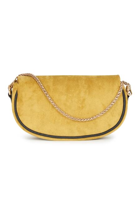 Shop_Jena_Yellow Velvet Tassel Work Bag _at_Aza_Fashions