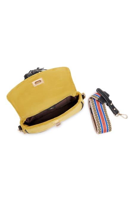 Jena_Yellow Velvet Tassel Work Bag _at_Aza_Fashions