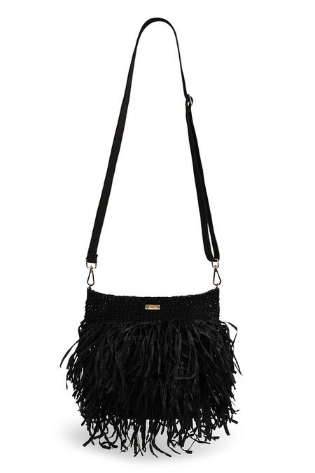Jena Black Tassels Fringed Bag Online at Aza Fashions Jena_Black Tassels Fringed Bag _Online_at_Aza_Fashions