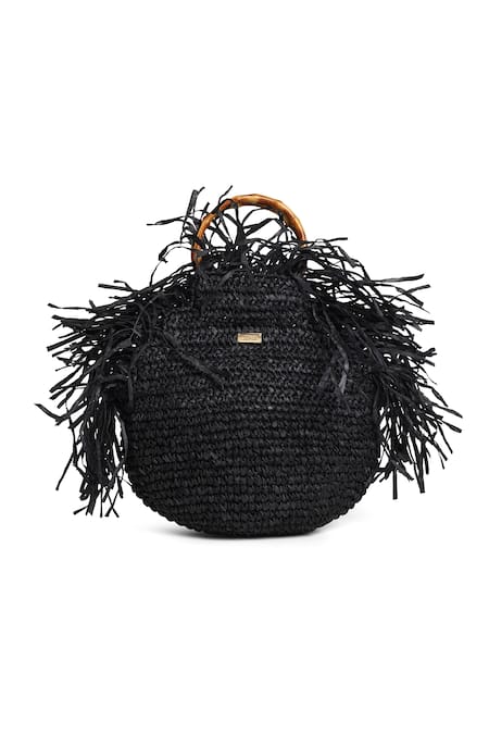 Jena Woven Fringe Bucket Bag 
