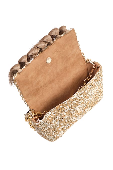 Buy_Jena_Beige Woven 3-weave Real Embellished Clutch _Online_at_Aza_Fashions