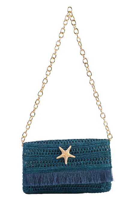 JENA Star Fish Emblem Woven Clutch 